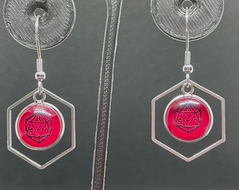 Pendientes D20 hechos a mano