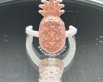 Anillos de muestra de esmalte de uñas de piña impresos en 3D de 10 quilates