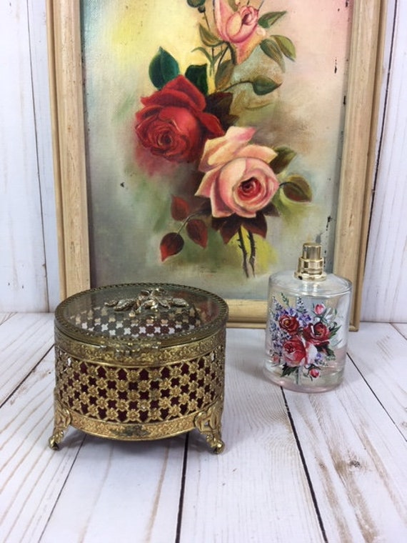 Antique Victorian Style Jewelry Box, Rare Vintage Flo… Gem