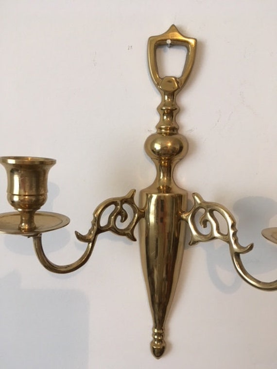 Brass Wall Sconce Candle Holder Victorian Vintage Brass Wall Sconce