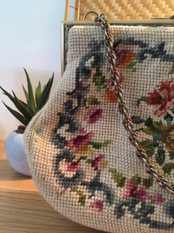 Vintage Needlepoint Purse/60's Handbag/60's Purse/