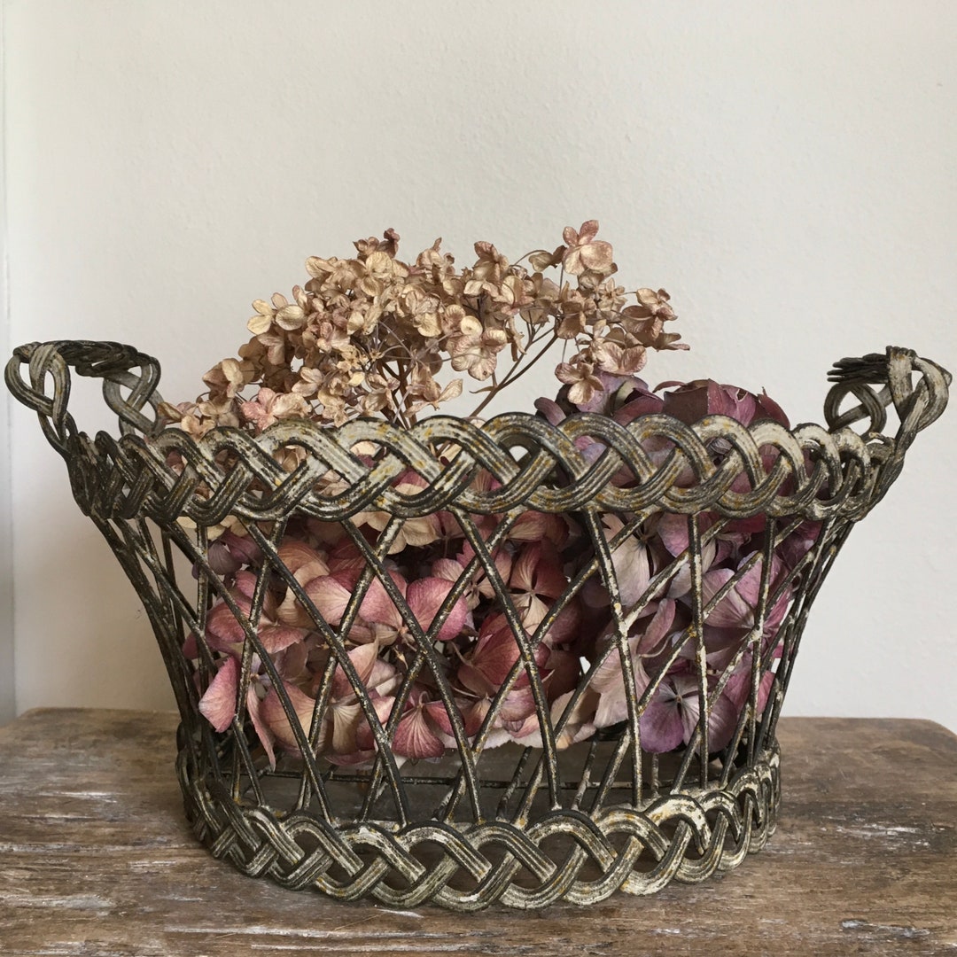 フランス アンティーク 金属ケース 工業系オブジェ Antique French Wire Basket, Antique Wirework, Floral Display