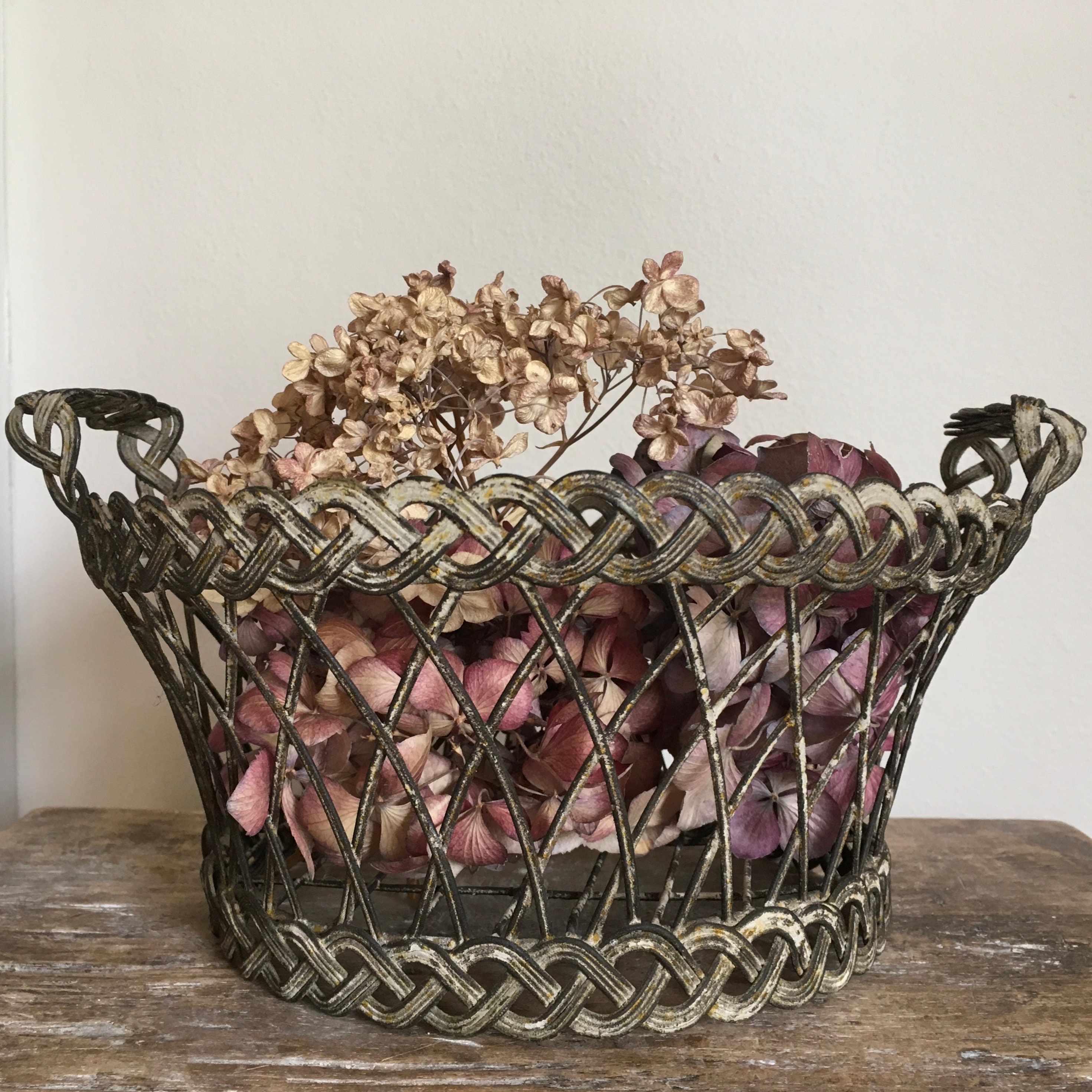 Antique French Wire Basket, Antique Wirework, Floral Display