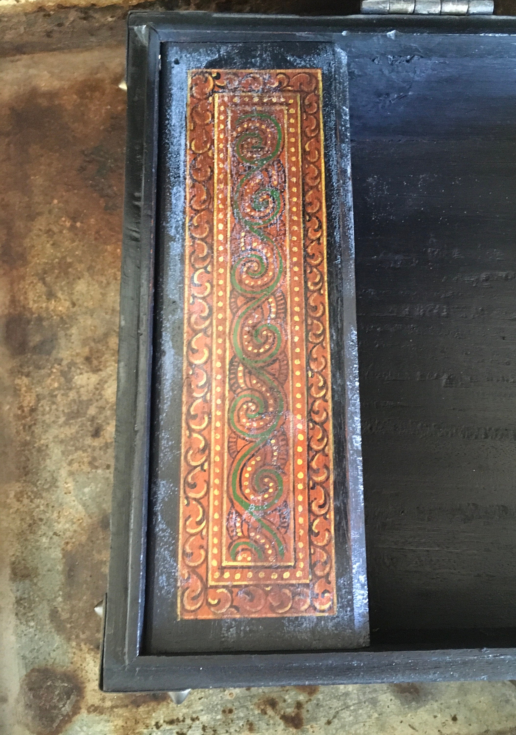 Vintage Dowry Box Hand Painted Keepsake Box Brass Hardware Etsy