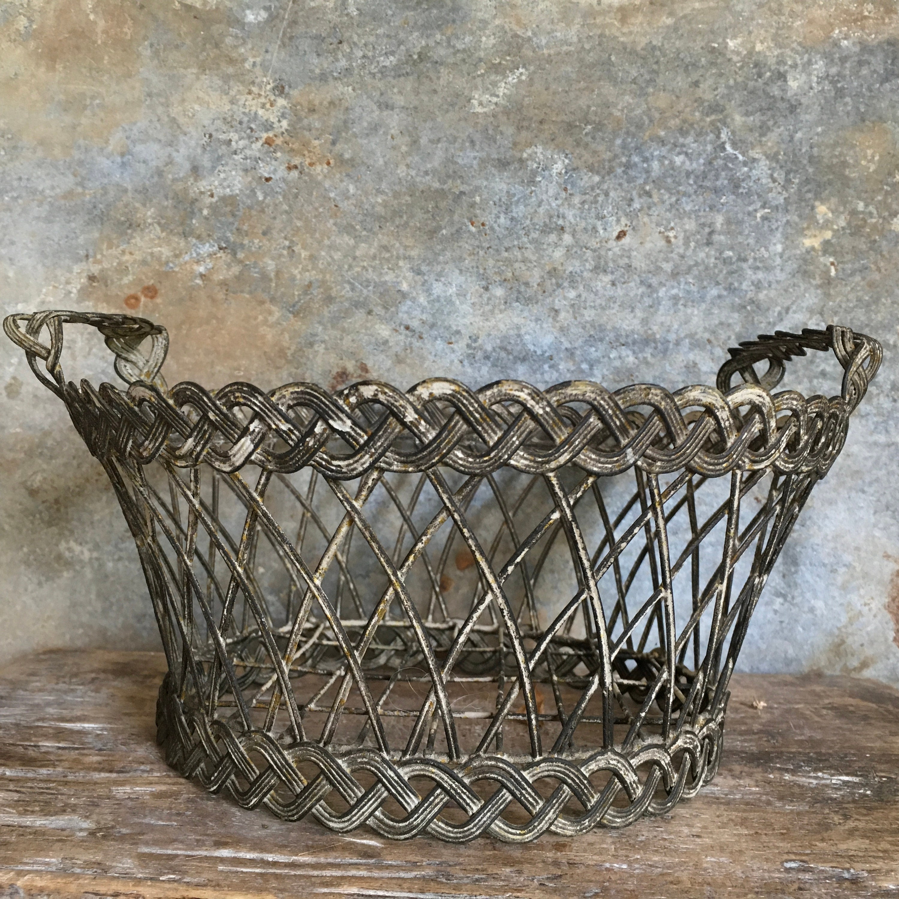 Antique French Wire Basket, Antique Wirework, Floral Display