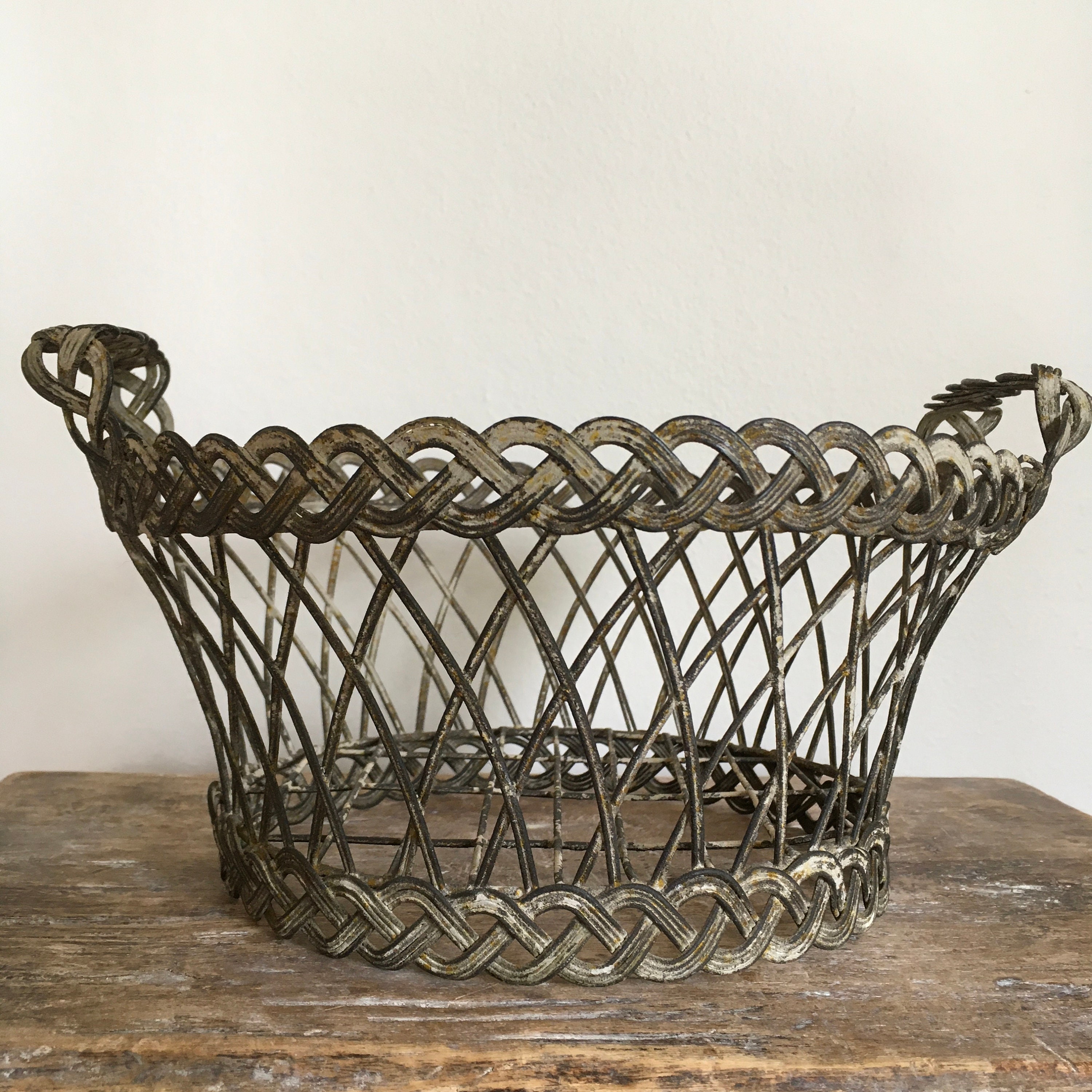 Antique French Wire Basket, Antique Wirework, Floral Display