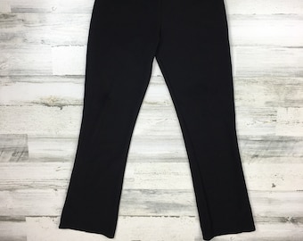 Vintage 90s Black Flared Polyester Blend Pants Medium Made in the USA Free Shipping