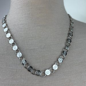 Vintage Sarah Coventry Silver Tone Flower Engraved Link Necklace 21&quot;