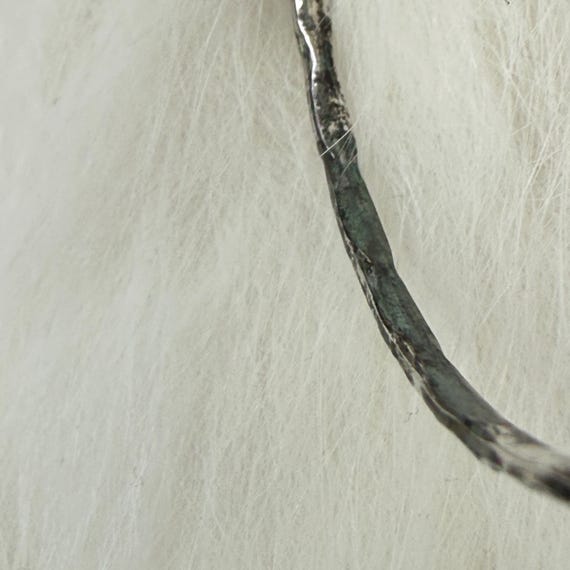 Thin Etched Leaf Silver-Plated Bangle Bracelet - image 8