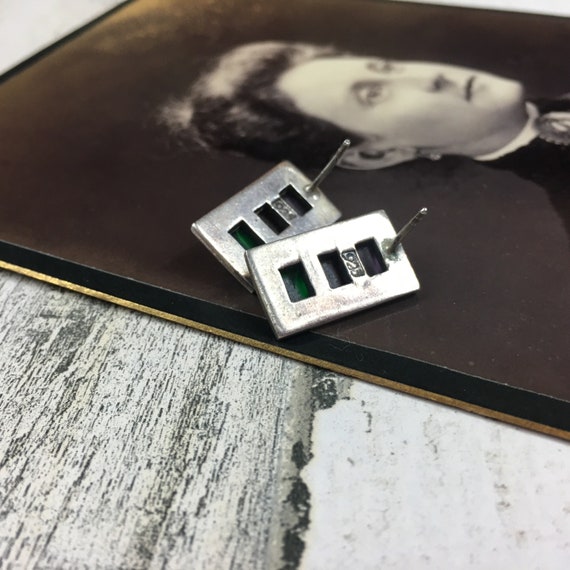 Three Gemstone Sterling Silver Boho Earrings - image 7