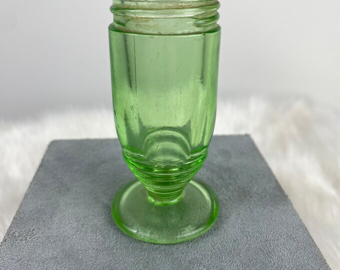 Vintage Green Glass Toothpick Holder Etsy