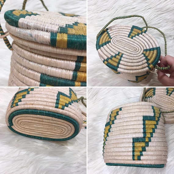 Vintage Woven Coiled Basket Purse - image 7