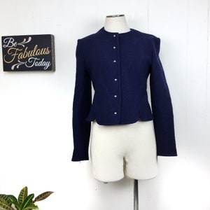 Vintage Larry Levine Navy Blue Wool Jacket