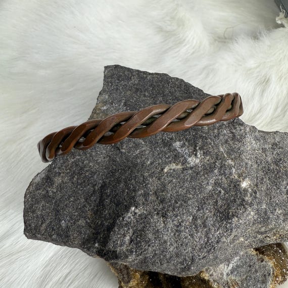 Braided Copper Cuff Bangle Bracelet - image 1