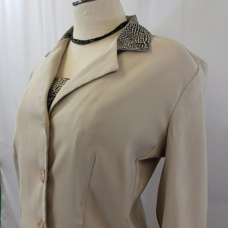 Vintage 90\u2019s Be Smart Tan /& Animal Print 3 Piece Skirt Suit Set