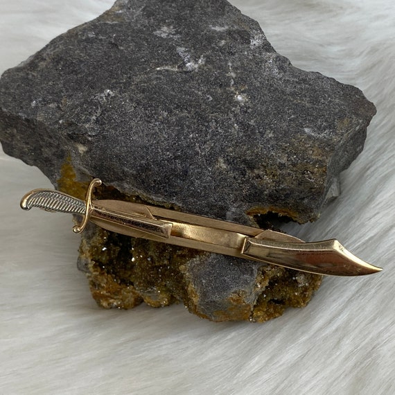 Scimitar Sword Tie Clip Vintage Anson Hinged Sword