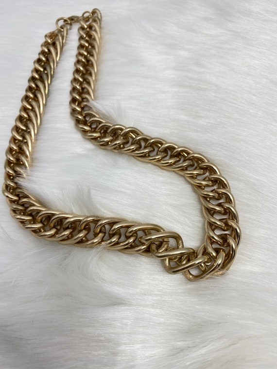 Vintage Thick Gold Chain Necklace 18.5" Long X .5… - image 4