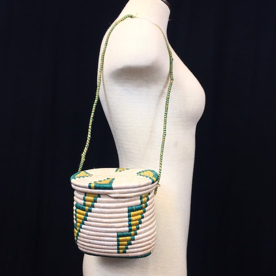 Vintage Woven Coiled Basket Purse - image 1