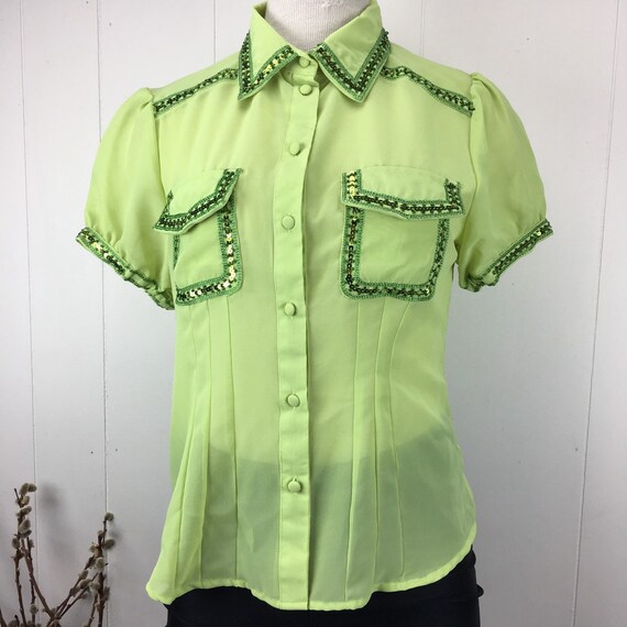 lime green button down shirt