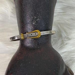 Vintage Mexico Taxco Sterling Silver 925 Brass Buckle Bracelet 7.5&quot;