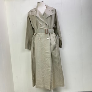 Vintage Deborah Kuchme Tan Belted Trench Dress Made in USA Size 8