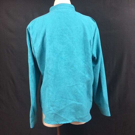 Vintage Ms. Lee Blue Faux Suede Button Down Shirt - image 4