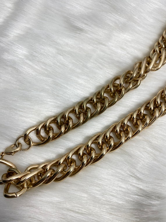 Vintage Thick Gold Chain Necklace 18.5" Long X .5… - image 6