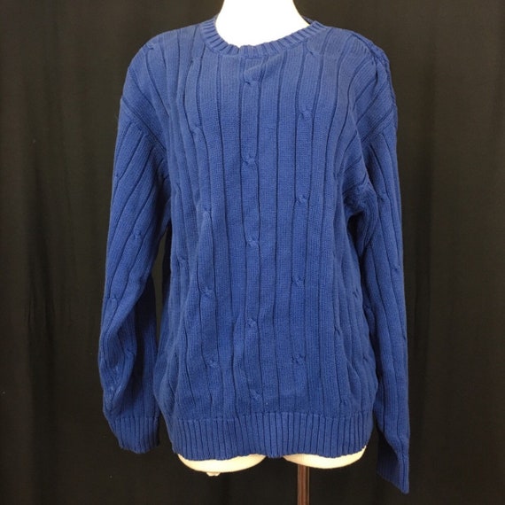 blue cable knit cardigan