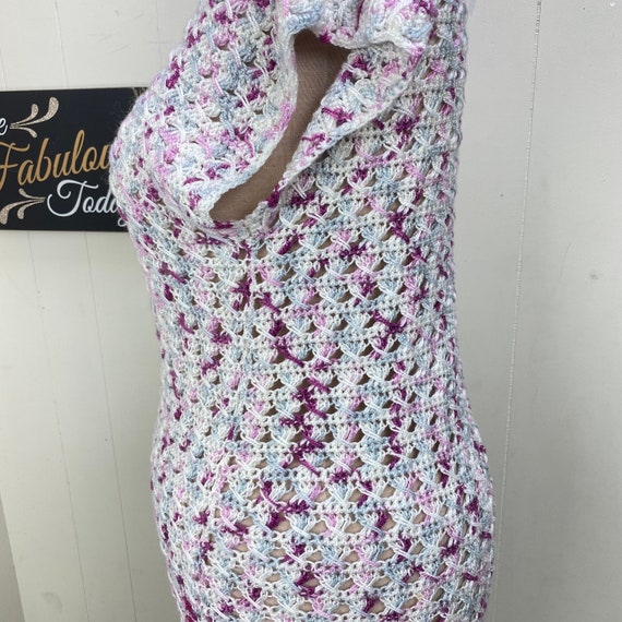 Vintage Handmade Pullover Crochet Sweater L/XL Gr… - image 4