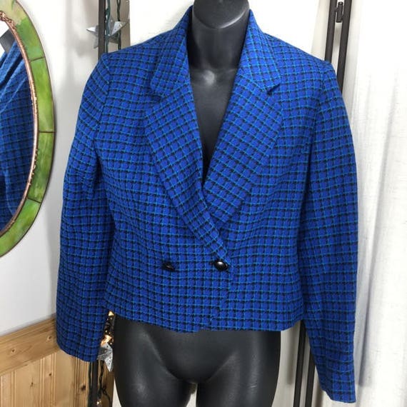 Rad Retro 80's Blue Plaid Checkered Grid Pendleton