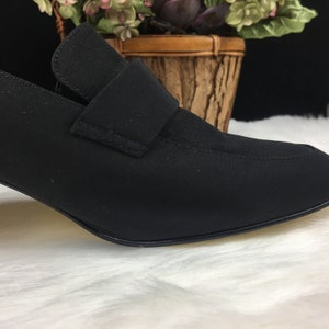 Vintage Sam & Libby Black Loafer Shoes Size 7.5 / Square Toe / Block Heels / Fabric / Leather / Free Shipping image 6