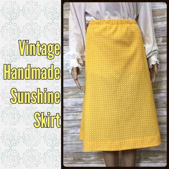 Vintage Handmade Sunshine Checker Print A-Line Skirt