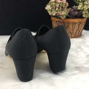 Vintage Sam & Libby Black Loafer Shoes Size 7.5 / Square Toe / Block Heels / Fabric / Leather / Free Shipping image 7