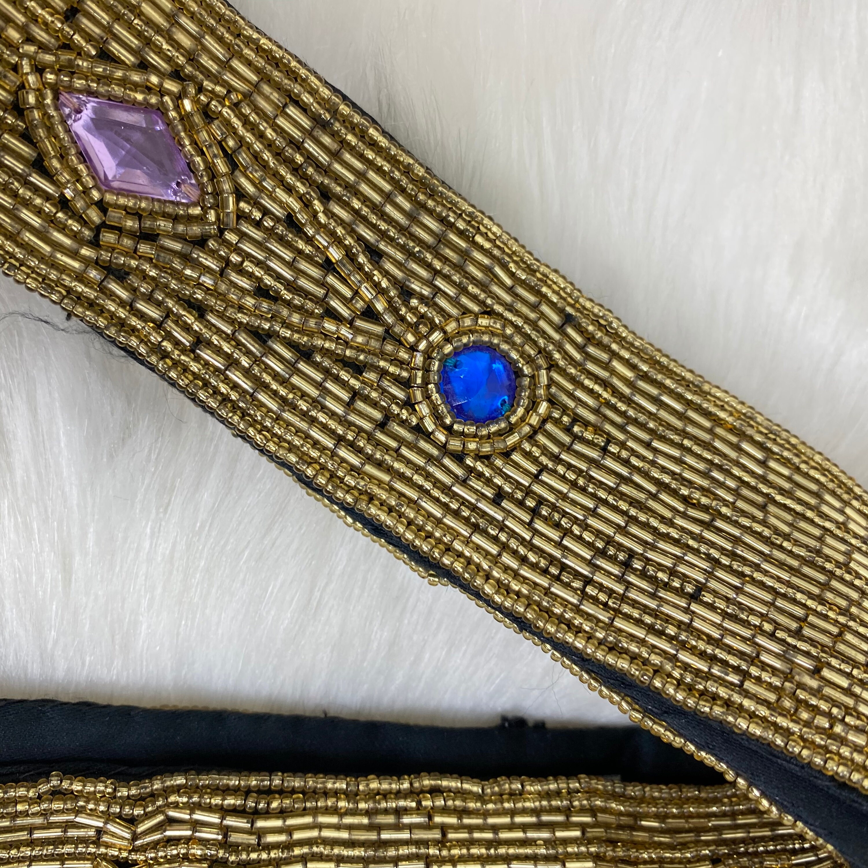 Vintage Michelle Stuart M/L Gold Bead Belt Vintage Michelle Stuart M/L Gold Bead Embroidery Belt | eBay main image 2