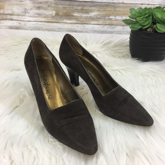 Vintage Yves Saint Laurent Women's Brown Pointed … - image 1