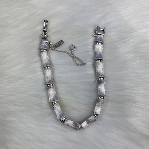 Vintage Monet Silver Tone Bamboo Link Bracelet