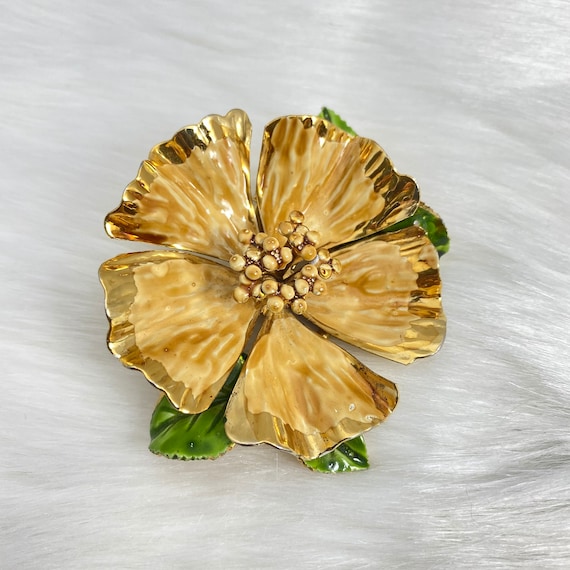 Vintage Enamel Figural Flower Brooch - image 1