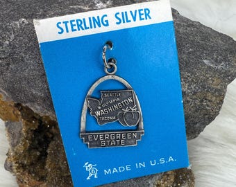 Vintage Washington Evergreen State Charm NEW Deadstock Sterling Silver