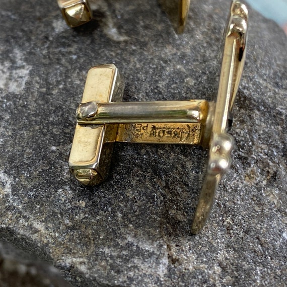 Anson Vintage Rectangle Cuff Links Yellow Gold Pl… - image 3