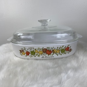 Vintage CORNING WARE Spice of Life La Romarin Large Square 10x10x2 PYREX Casserole Dish with Lid