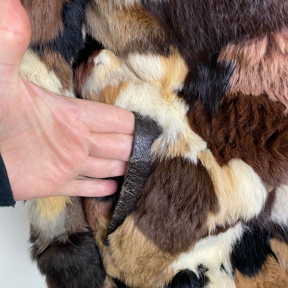 Vintage Patchwork Rabbit Fur Coat Shades of Brown - image 5