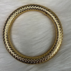 Gold Tone Etched Textured Bangle Bracelet Vintage