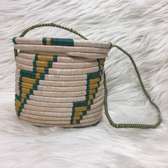 Vintage Woven Coiled Basket Purse - image 2