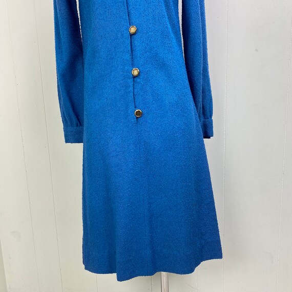 Vintage Blue Woven Fabric Button Down Dress c. 40… - image 2