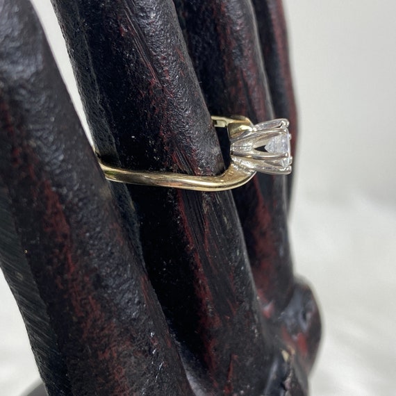Vintage Gold Tone Bypass Clear Stone Solitaire Ri… - image 3