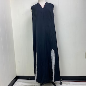 Vintage Black Sleeveless Dress with Silver Metallic Lamay Trim