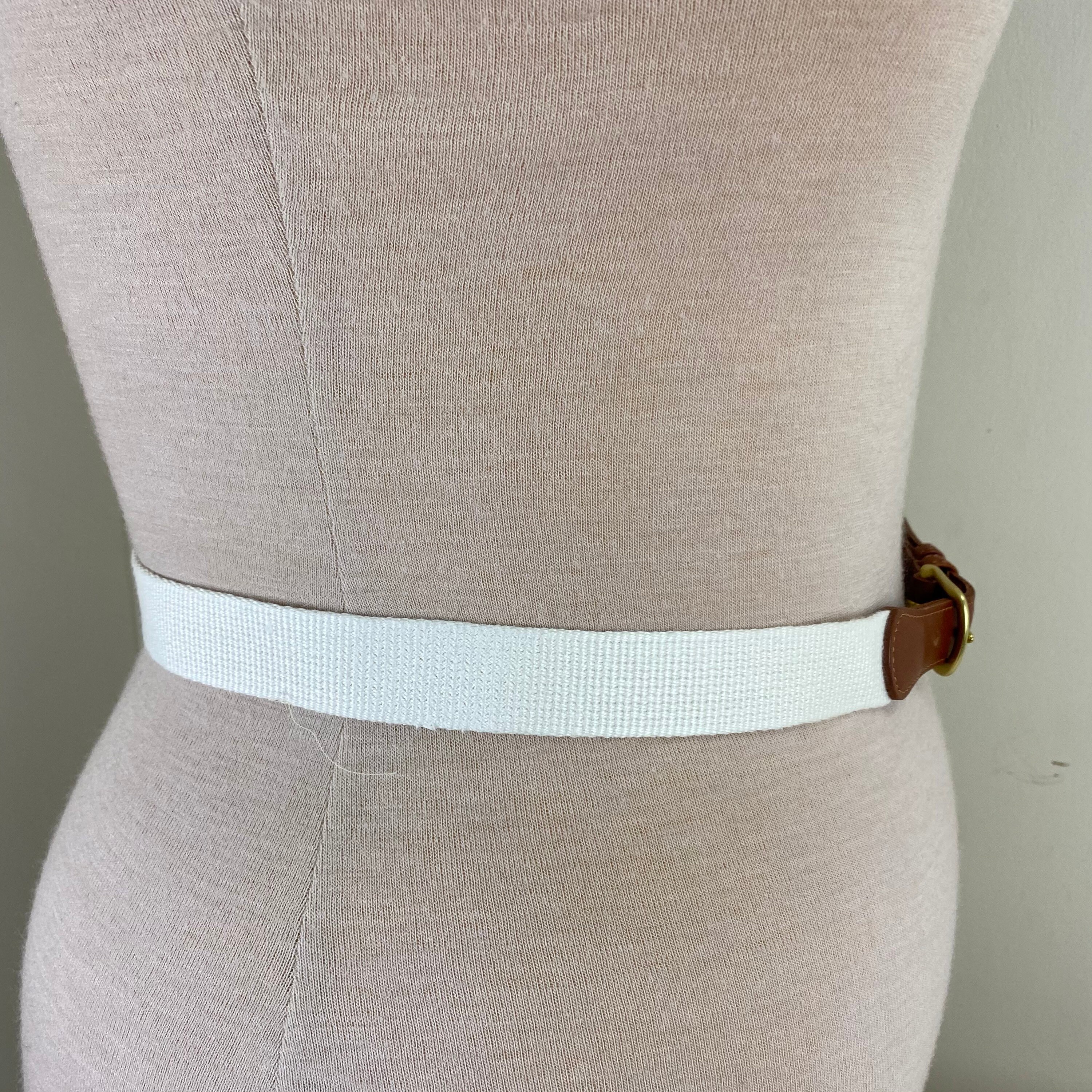 Vintage Coach oat tan linen woven leather belt size 38 #3810 Vintage COACH Sz 38 Natural LINEN Belt Brown Leather and  main image 3