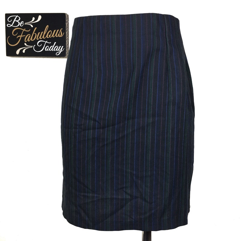 Vintage 90s Tracy Evans Vertical Pinstripe Pencil Skirt image 1