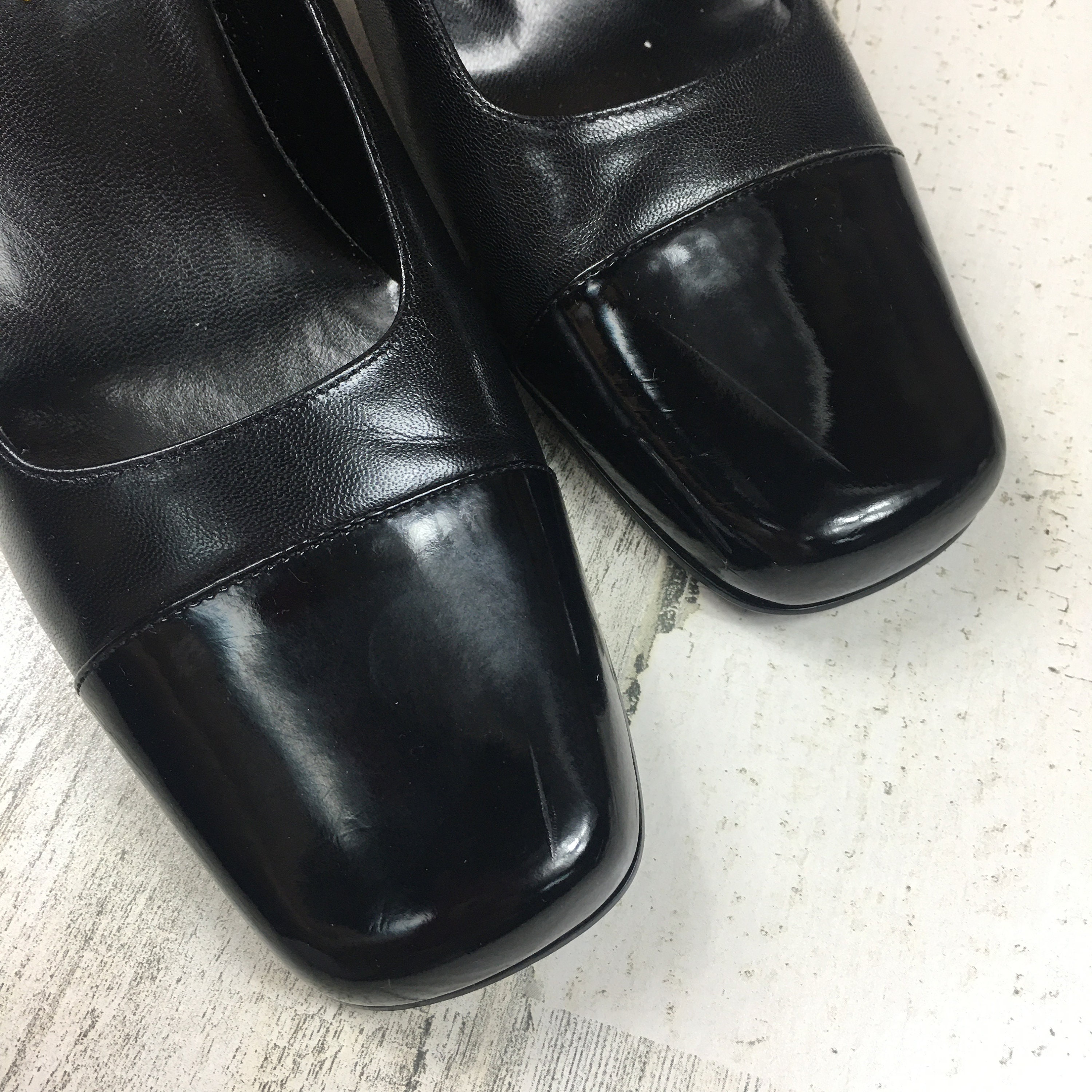 square toe block heel black