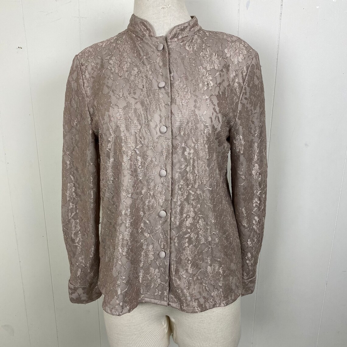 Vintage Willow Ridge Taupe Lace Button Down Blouse 10P Made in - Etsy